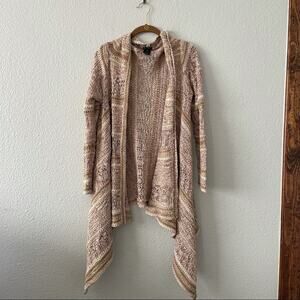 Tan Pink Open Cardigan Open Knit by New Directions size small Fall Layer Sweater